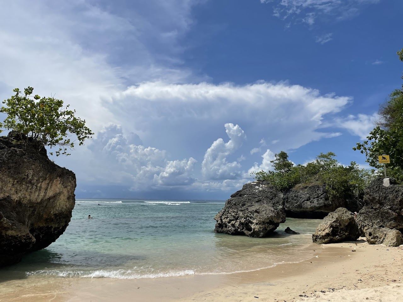 The cove and barreling left wave at Padang Padang Beach in Bali