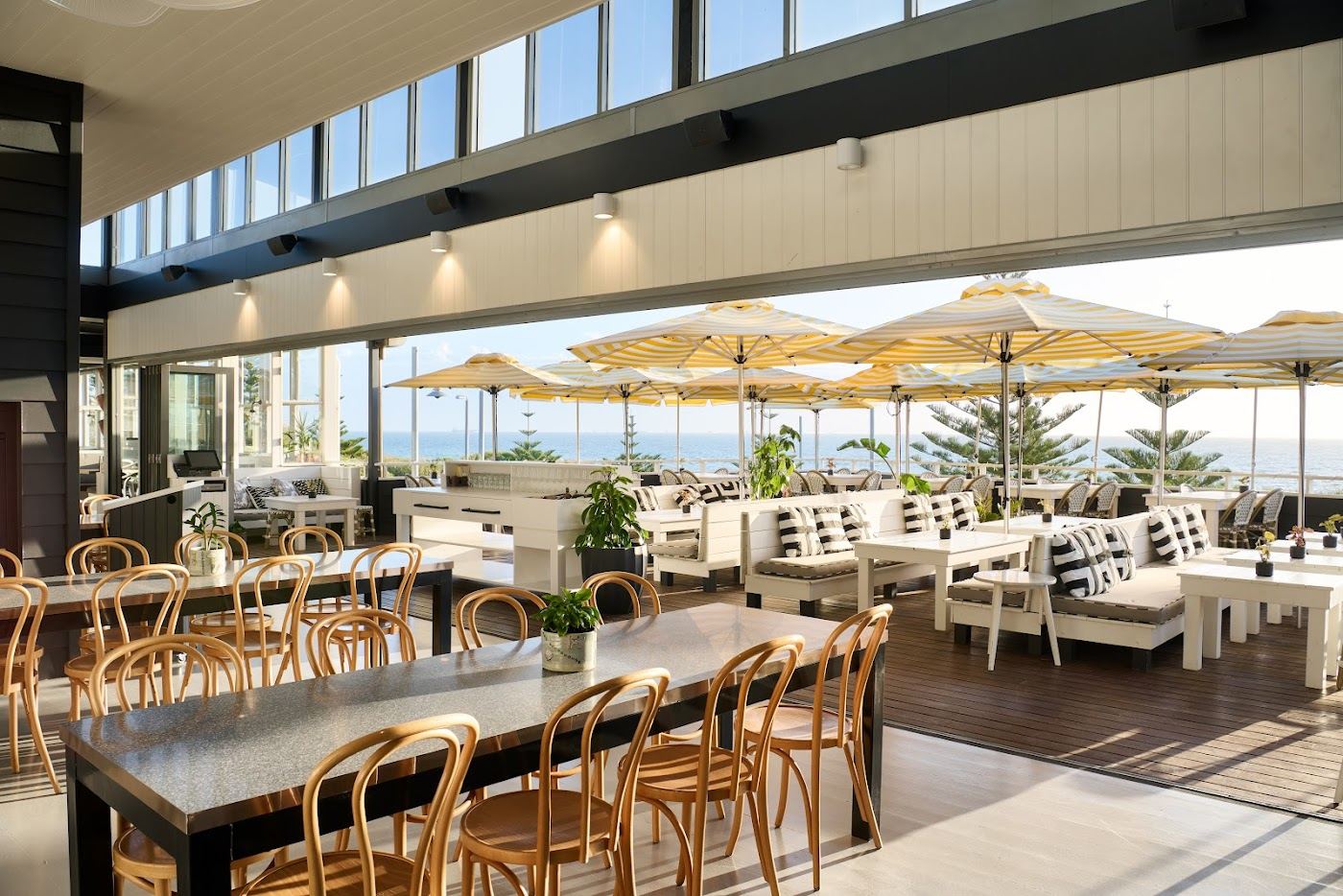 A restaurant terrace above the sand at Swanbourne Beach in Perth
