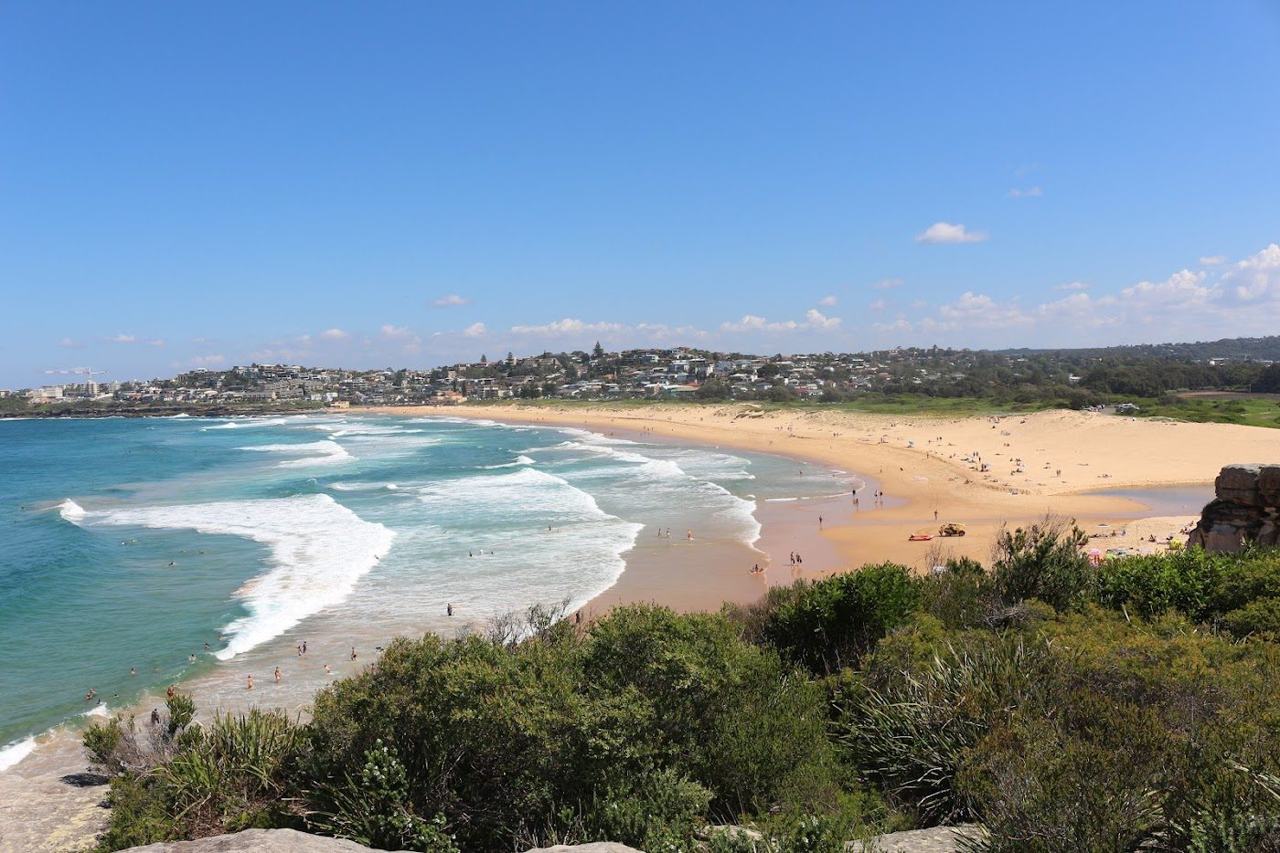 The long open surf beach and dunes at Curl Curl in Sydney