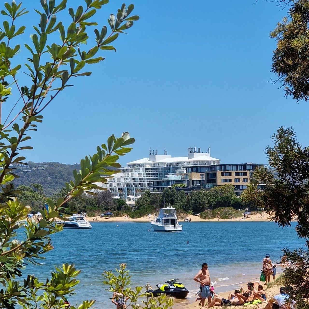 The long ocean beach and Barrenjoey headland at Palm Beach in Sydney