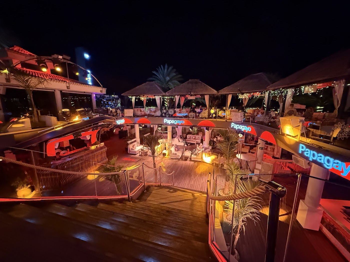 Beachfront club loungers above the Atlantic at Costa Adeje in Tenerife