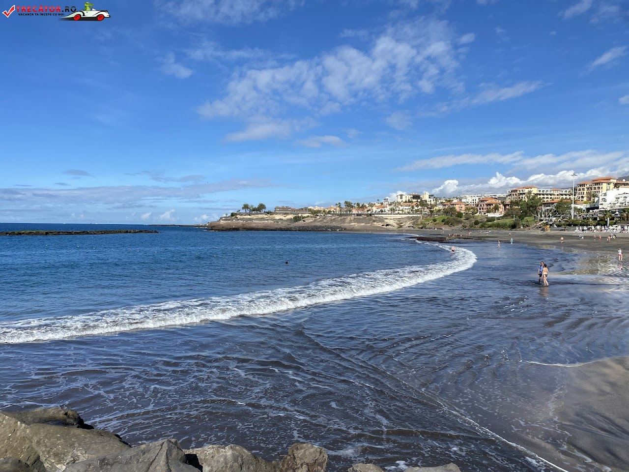 The long golden resort sand of Playa de Fanabe in Costa Adeje, Tenerife