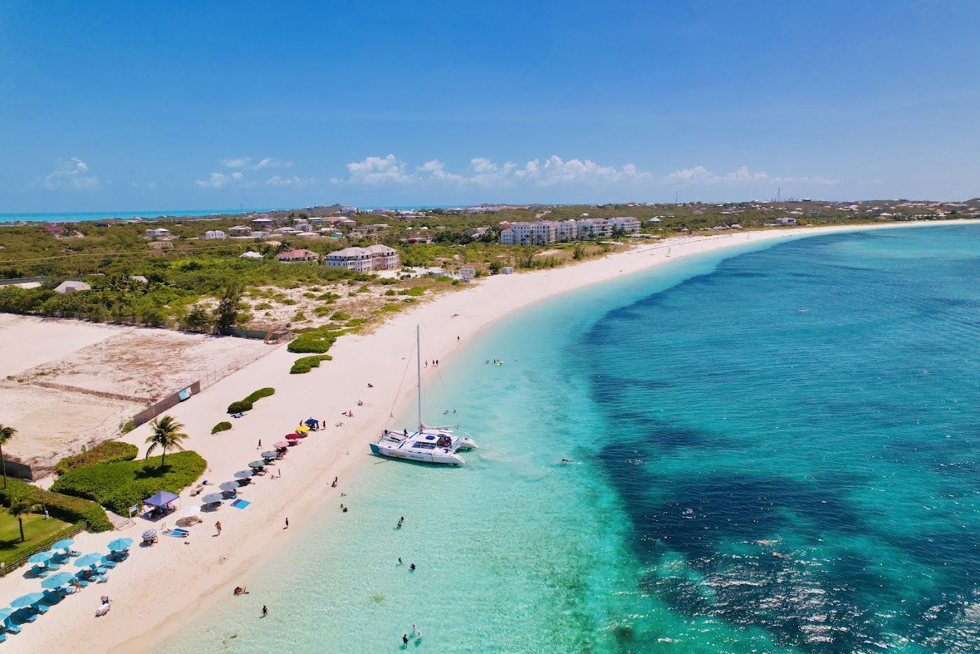 Clear turquoise water over the reef close to shore at the Bight on Providenciales, Turks and Caicos