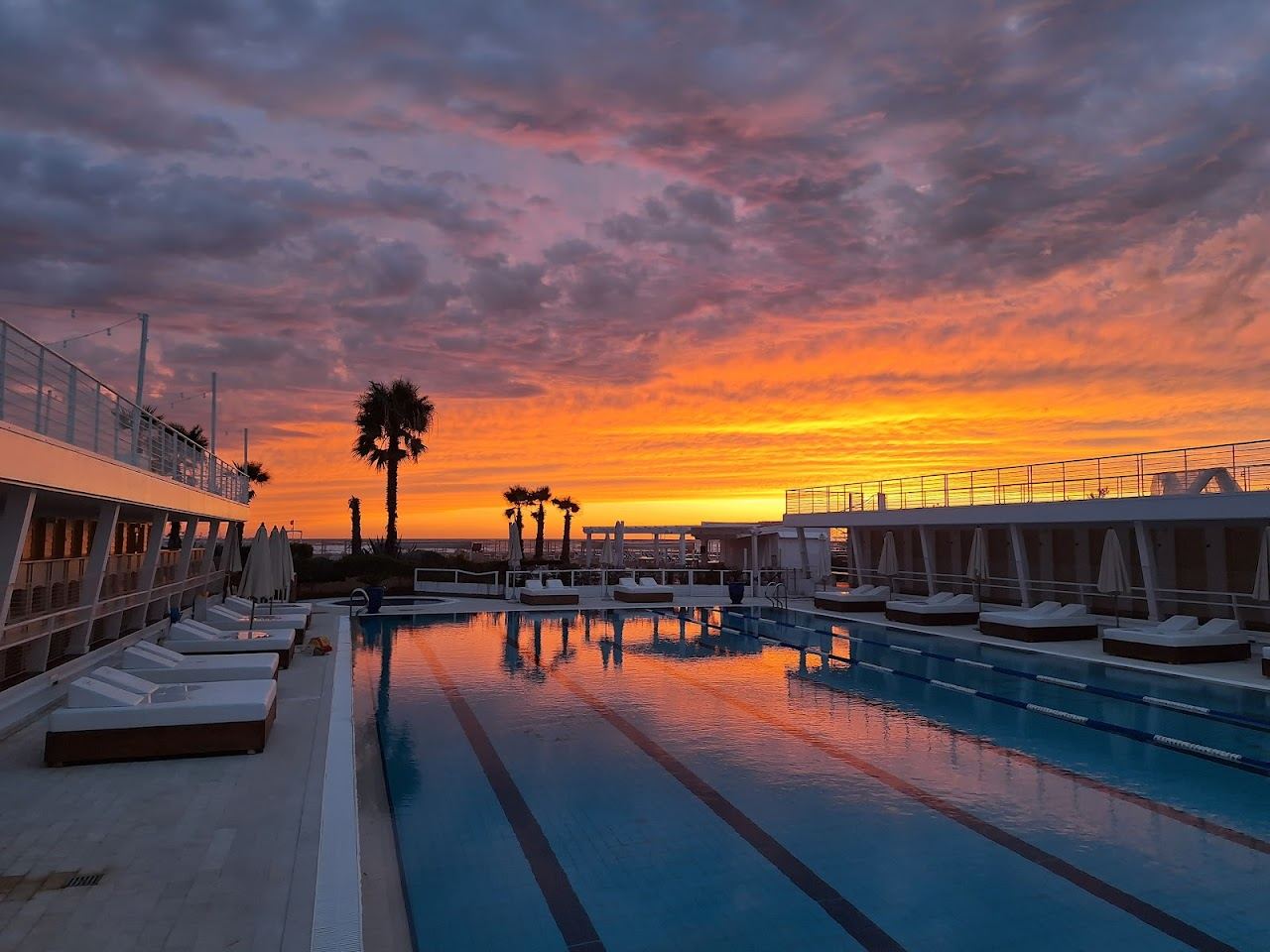 The wide sand and beach clubs of Marina di Pietrasanta in Versilia on the Tuscan coast