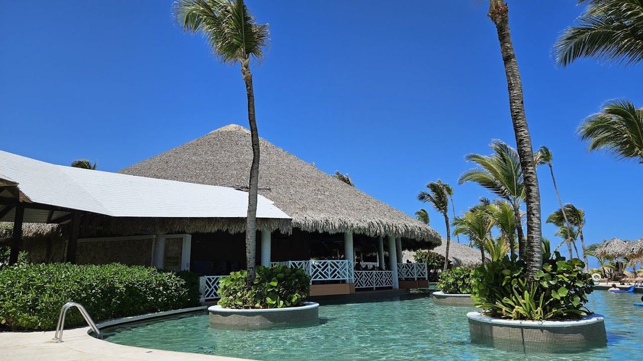 Wide open sand, breaking surf and palms along the wilder shore of Uvero Alto in Punta Cana