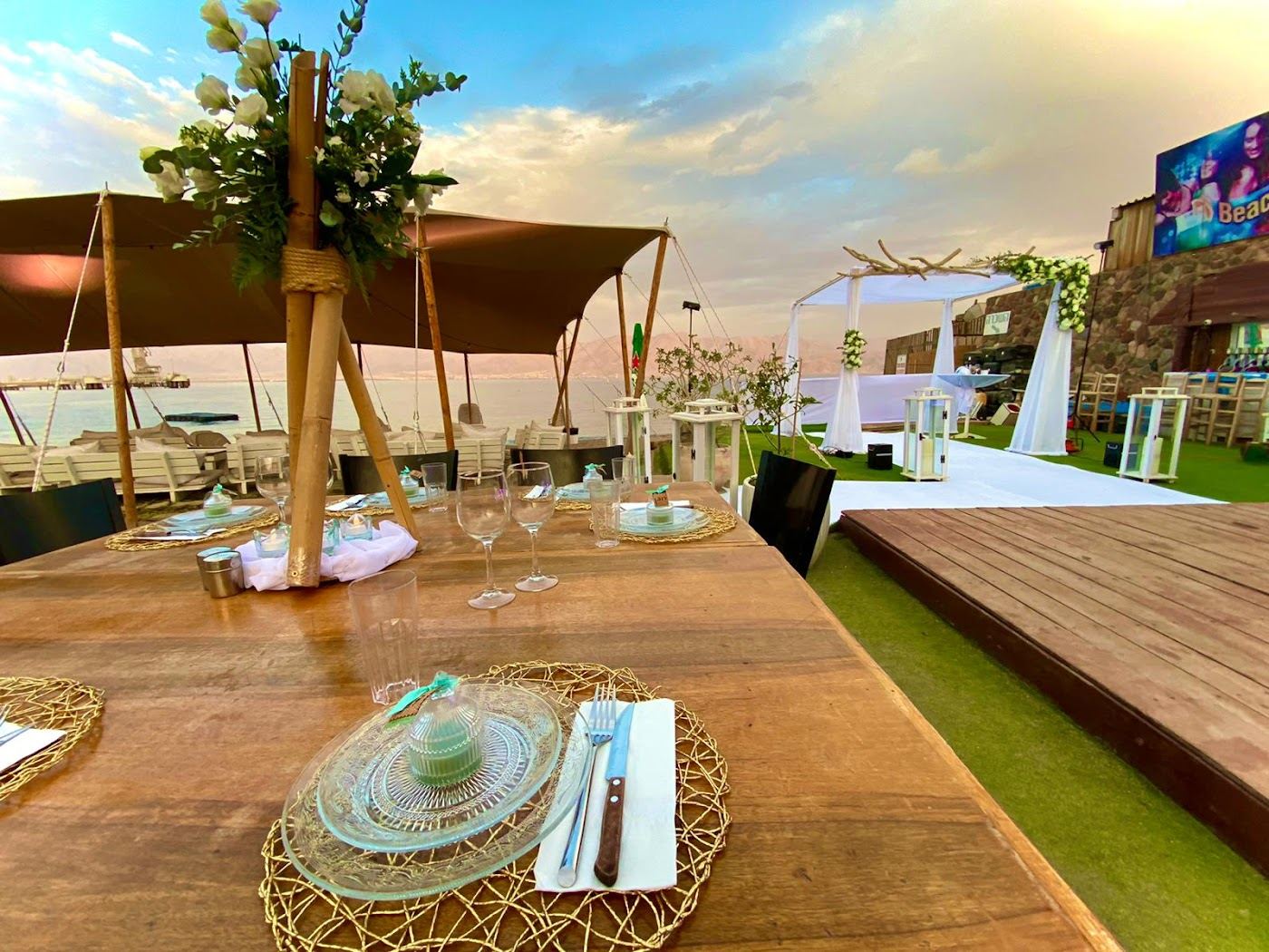 The open sand and central bay at Village Beach in Eilat