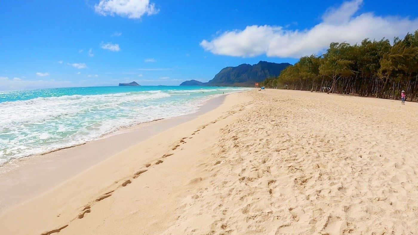 Map view of Waimanalo Beach on the windward coast of Oahu