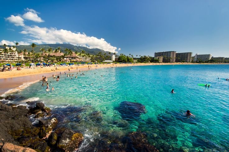 Golden white sand and warm Pacific water along one of Maui's most loved stretches.
