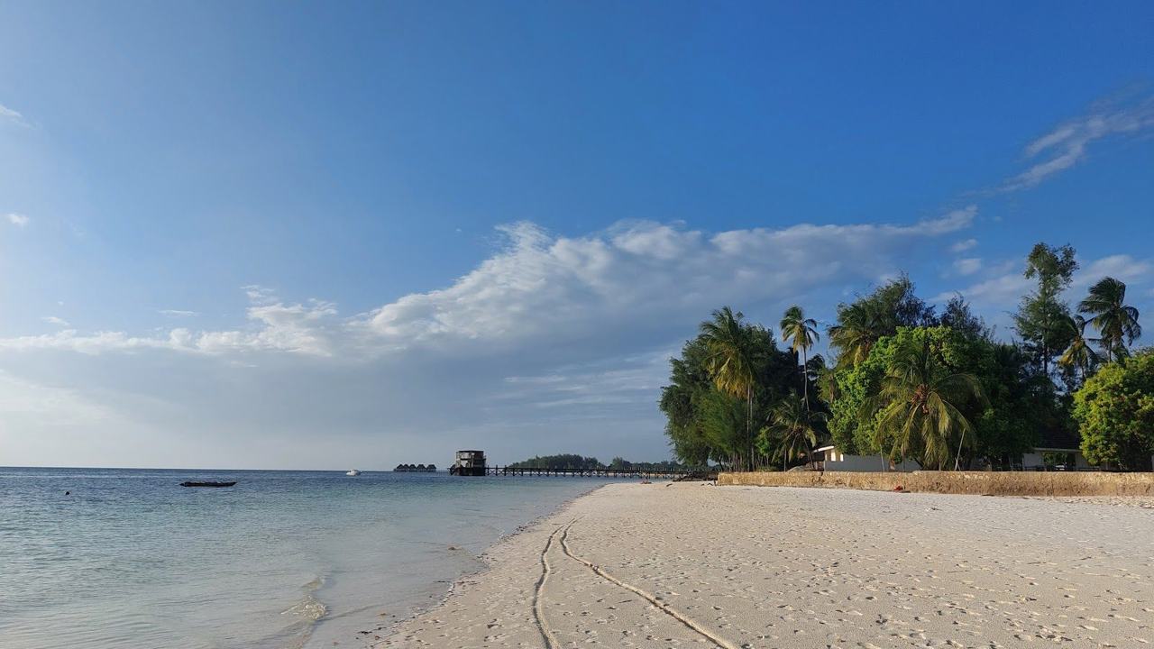 Warm evening light over the sea and sand on the Michamvi peninsula in Zanzibar